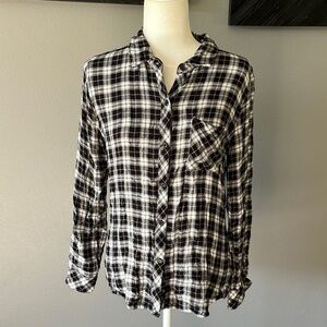 Rails Black and White Flannel Button Down Shirt